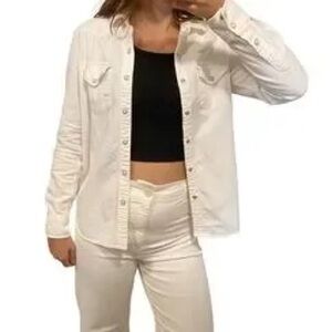 Lucky brand linen western button down shirt s